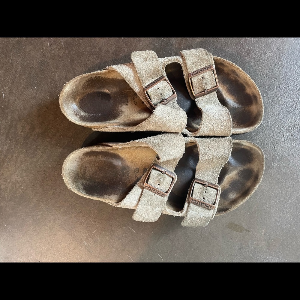 Tan suede Birkenstocks.
